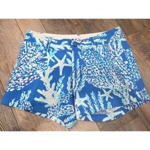 Lilly Pulitzer  Callahan Shorts Sz 4 Brewster Blue Good Reef Starfish B13